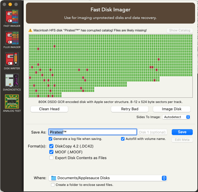 A disk with bad sectors, but 99% of them went away.