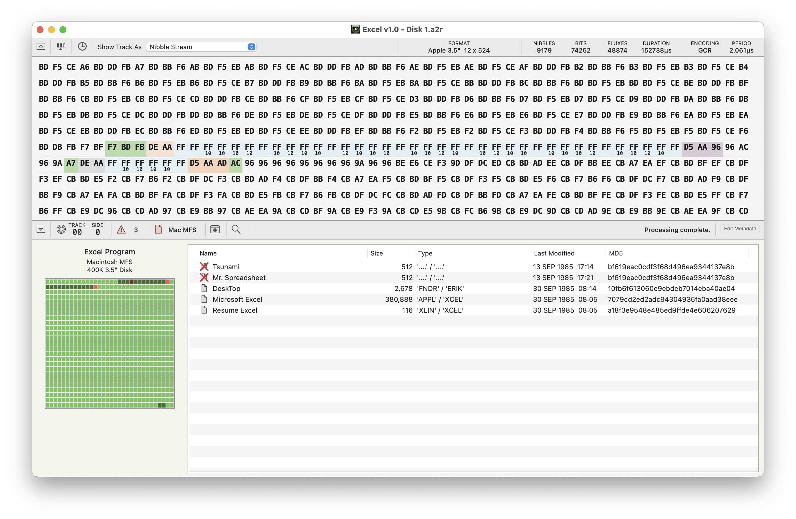 The files with an X show which ones may have read errors. In this example those were copy protection files.